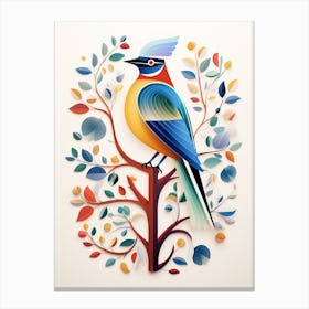 Scandinavian Bird Illustration Cedar Waxwing 3 Canvas Print