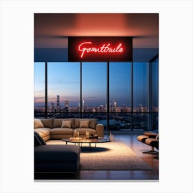 A Beautifully Calligraphed Sign Expressing Gratitude Hovering Gracefully Under Soft Led Lights Pla (1) Canvas Print