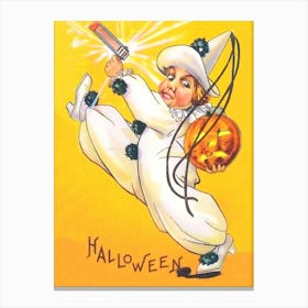 Little Harlequin With Pumpkin Canvas Print