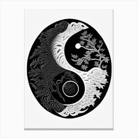 Minimal Yin and Yang 4 Linocut Canvas Print