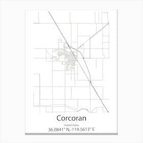 Corcoran,United States Minimalist Map Canvas Print