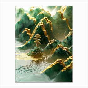 Gold Inlaid Jade Carving Scene 3 Canvas Print