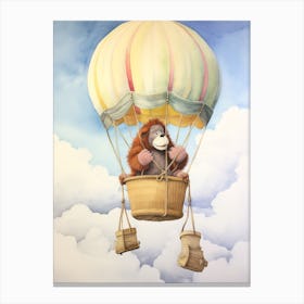 Baby Orangutan 2 In A Hot Air Balloon Canvas Print