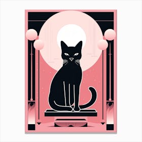 The Temperance Tarot Card, Black Cat In Pink 1 Canvas Print