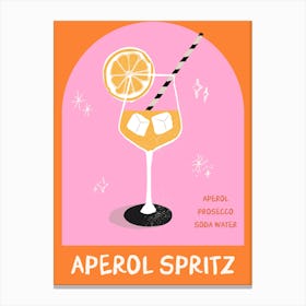 Aperol Spritz Cocktail Pink Print Canvas Print