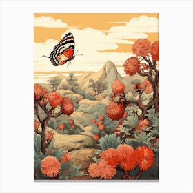 Butterfly With Desert Plants 4 Canvas Print
