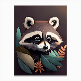 Forest Raccoon Cute Digital Canvas Print