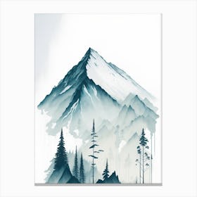 Mountain And Forest In Minimalist Watercolor Vertical Composition 33 Canvas Print