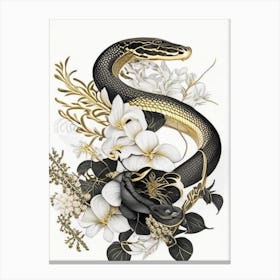 Monocled Cobra Snake Gold And Black Canvas Print