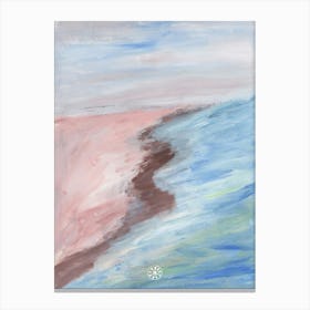 Shoreline - - hand painted impressionism vertical brush strokes nature landscape sea sky beach Canvas Print