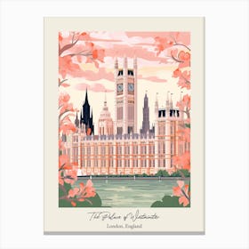 The Palace Of Westminster   London, England   Cute Botanical Illustration Travel 3 Poster Canvas Print
