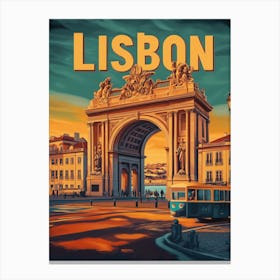 Aihrgdesign A Retro Travel Poster For Lisbon 2 Canvas Print