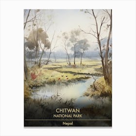 Chitwan National Park Nepal Watercolour 2 Canvas Print