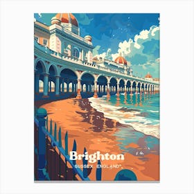 Brighton Sussex England Seaside Digital Travel Illustration Stampe su tela