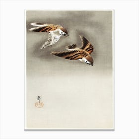 Ring Sparrows In Snow (1900 1930), Ohara Koson Canvas Print