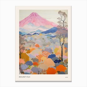 Mount Fuji Japan 2 Colourful Mountain Illustration Poster Canvas Print