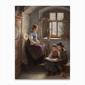 Little Girl Reading Canvas Print