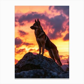 German Shepherd Standing Confidently On A Rocky Generated with AI Canvas Print