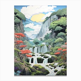 Nachi Falls In Wakayama, Ukiyo E Drawing 4 Canvas Print