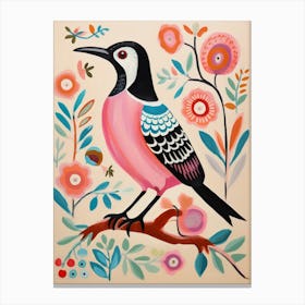 Pink Scandi Magpie 6 Canvas Print