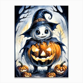 Cute Jack O Lantern Halloween Painting (10) Canvas Print