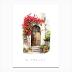 Palma De Mallorca, Spain   Mediterranean Doors Watercolour Painting 4 Poster Canvas Print