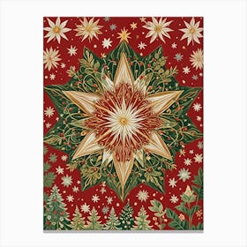 Botanical Christmas Star Canvas Print