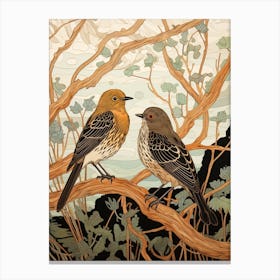 Art Nouveau Birds Poster Dunlin 3 Canvas Print