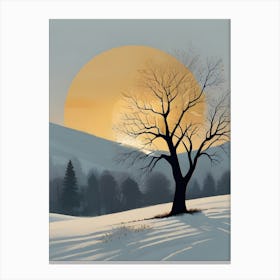 Lone Tree In Winter Canvas Print