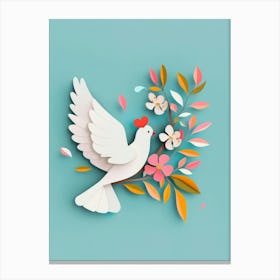 Dove With Flowers 4 Canvas Print