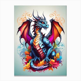 Dragon With Colorful Wings Canvas Print