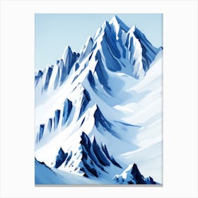 Jagged Peaks Snowy Blue Winter Mountains Ice Cold Canvas Print