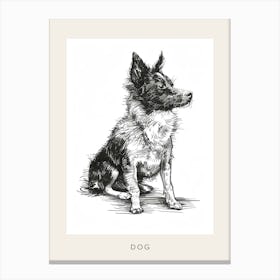 Furry Wire Haired Dog Line Sketch 2 Poster Canvas Print