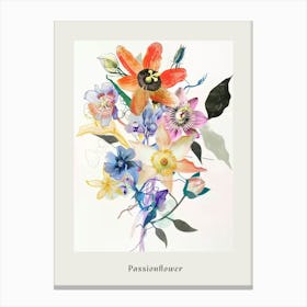 Passionflower 1 Collage Flower Bouquet Poster Canvas Print