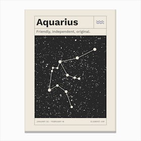 Aquarius Horoscope Zodiac Print Canvas Print