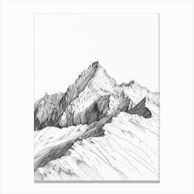 Makalu Nepalchina Line Drawing 1 Canvas Print