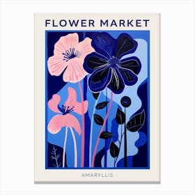 Blue Flower Market Poster Amaryllis 1 Canvas Print