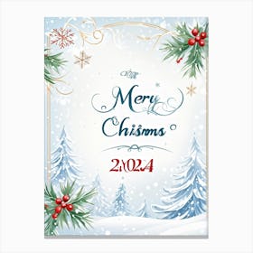 A Tasteful Composition Of Calligraphy Featuring The Text Merry Christmas 2024 Expertly Written In (6) Canvas Print