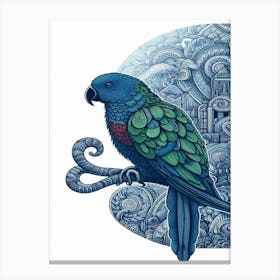 Pistachio Blue Parrot Canvas Print