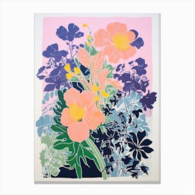 Colourful Flower Still Life Risograph Style 41 Canvas Print