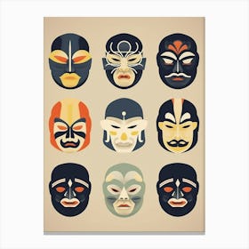 Noh Masks Japanese Style Illustration 24 Canvas Print