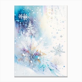 Nature, Snowflakes, Storybook Watercolours 1 Canvas Print