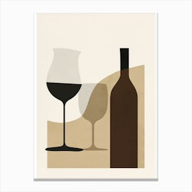 Wine Glass And Bottle Abstract Aesthetic Illustration Canvas Print