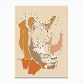 Rhino - Boho, Line Art Canvas Print