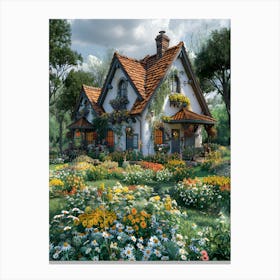 Cottage In The Garden 1 Canvas Print
