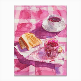 Pink Breakfast Food Peanut Butter And Jelly 3 Canvas Print