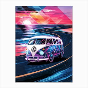 Vw Bus At Sunset Canvas Print