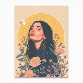 Girl With Flowers Canvas Print