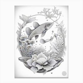Kikokuryu Koi Fish Haeckel Style Illustastration Canvas Print