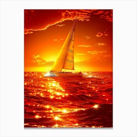 Sailboat At Sunset 27 Canvas Print